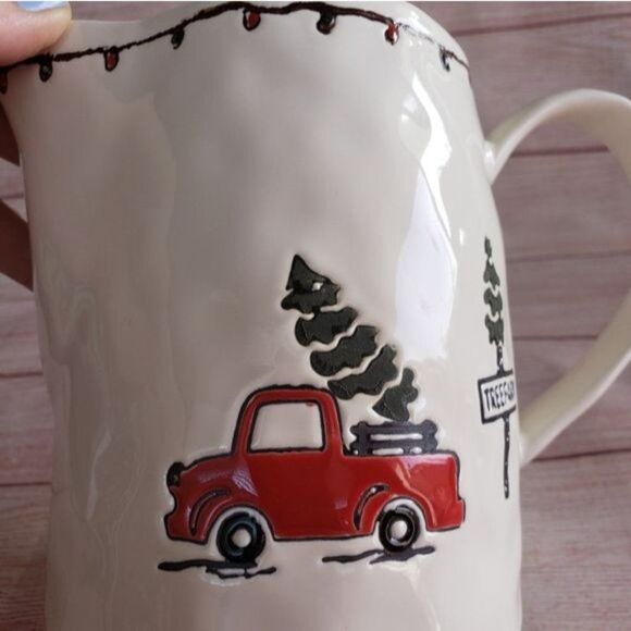 Unique Potter's Studio Ceramic Christmas Tree Lights Jug with Handle - Picture 3 of 10